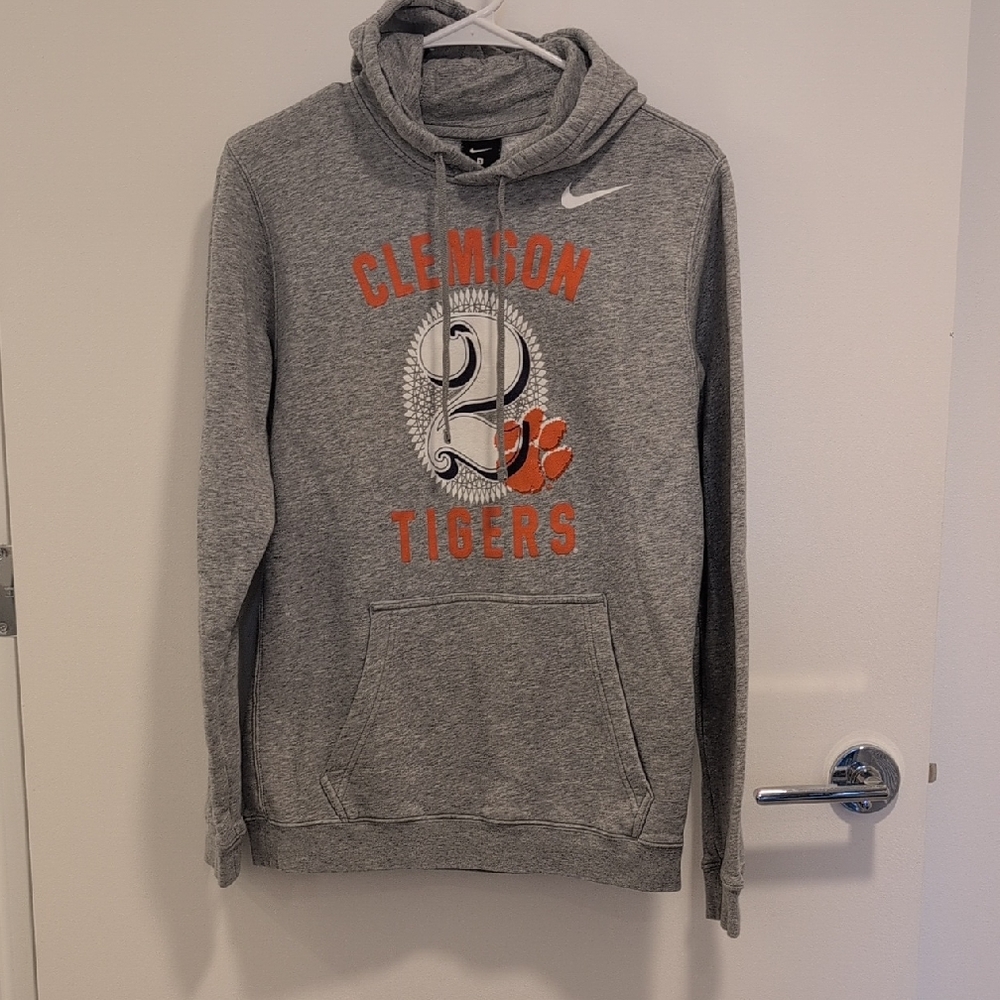 Nike Gray Clemson Tigers Pullover Hoodie with 2 dollar bill Print